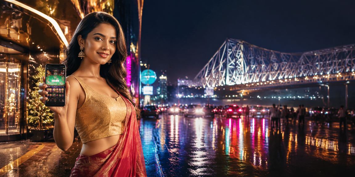 Kolkata neon casino app environment at night